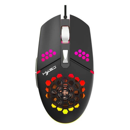 HXSJ J400 6 Keys 8000DPI RGB Light Fan Cooling Gaming Wired Mouse - Wired Mice by HXSJ | Online Shopping South Africa | PMC Jewellery