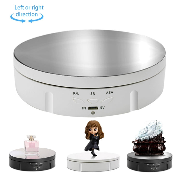 14.6cm USB Electric Rotating Turntable Display Stand Video Shooting Props Turntable for Photography, Load: 10kg(White Mirror) - free shipping - PMc TechLife - Order now!