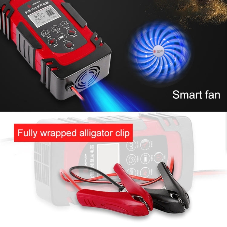 DEMUDA DC-80 Car Battery Charger 12V/24V Intelligent Pulse Repair Type Lead-acid Battery, Plug Type:US Plug(Red) - free shipping - PMC TechLife - Order now!