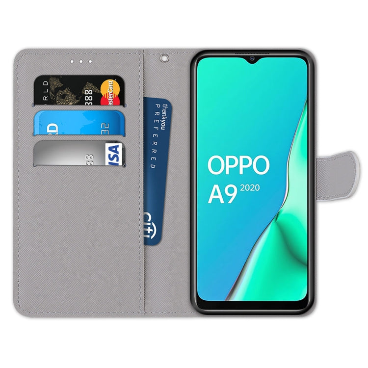 For OPPO A9 (2020) / A5 (2020) / A11X / A11 Coloured Drawing Cross Texture Horizontal Flip PU Leather Case with Holder & Card Slots & Wallet & Lanyard(Pink Flower Tower Bridge) - OPPO Cases by PMC TechLife | Online Shopping South Africa | PMC TechLife