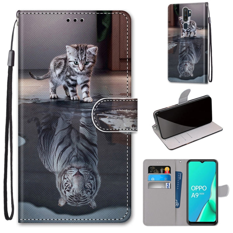 For OPPO A9 (2020) / A5 (2020) / A11X / A11 Coloured Drawing Cross Texture Horizontal Flip PU Leather Case with Holder & Card Slots & Wallet & Lanyard(Cat Becomes Tiger) - OPPO Cases by PMC Jewellery | Online Shopping South Africa | PMC Jewellery