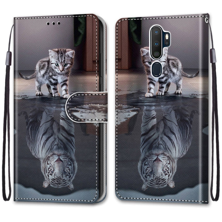 For OPPO A9 (2020) / A5 (2020) / A11X / A11 Coloured Drawing Cross Texture Horizontal Flip PU Leather Case with Holder & Card Slots & Wallet & Lanyard(Cat Becomes Tiger) - OPPO Cases by PMC Jewellery | Online Shopping South Africa | PMC Jewellery