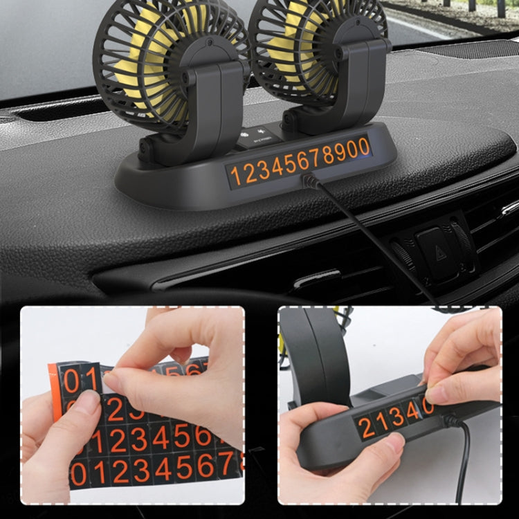 F410 12V Car Dual-head Folding Electric Cooling Fan with Temporary Temporary Parking Card - Heating & Fans by PMC Jewellery | Online Shopping South Africa | PMC Jewellery | Buy Now Pay Later Mobicred