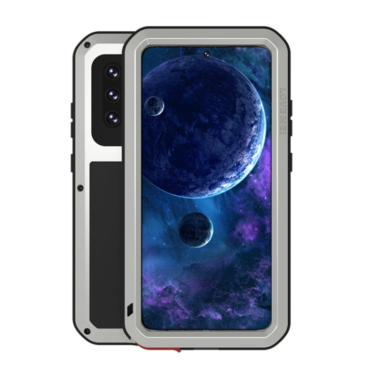 For Samsung Galaxy A52 5G / 4G LOVE MEI Metal Shockproof Waterproof Dustproof Protective Case with Glass(Silver) - Galaxy Phone Cases by LOVE MEI | Online Shopping South Africa | PMC Jewellery