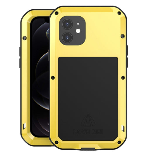 For iPhone 12 LOVE MEI Metal Shockproof Life Waterproof Dustproof Protective Case(Yellow) - iPhone 12 / 12 Pro Cases by LOVE MEI | Online Shopping South Africa | PMC Jewellery