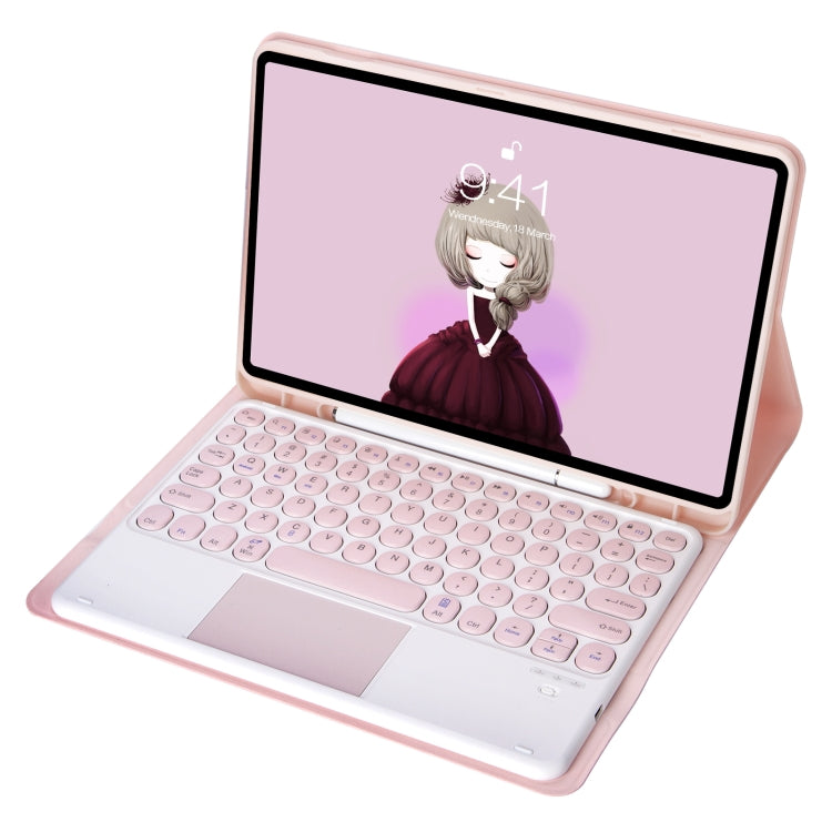 YT098B-A Detachable Candy Color Skin Feel Texture Round Keycap Bluetooth Keyboard Leather Case with Touch Control For iPad Air 11 2024 / 2025 / Air 4 10.9 2020 / Air 5 10.9 2022 (Pink) - For iPad Air by PMC TechLife | Online Shopping South Africa | PMC TechLife | Buy Now Pay Later Mobicred
