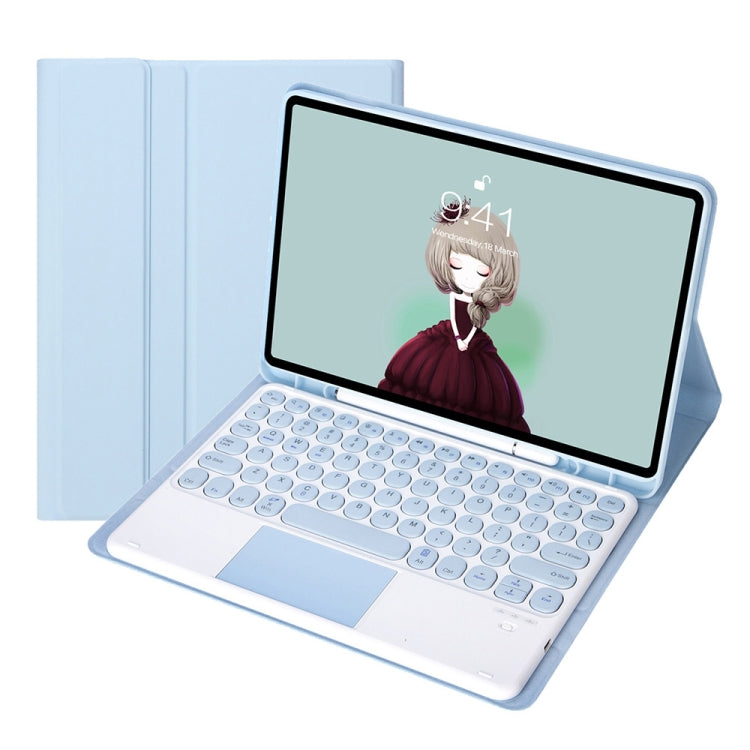 YT098B-A Detachable Candy Color Skin Feel Texture Round Keycap Bluetooth Keyboard Leather Case with Touch Control For  iPad Air 4 10.9 2020 / Air 5 10.9 2022 (White Ice) - For iPad Air by PMC TechLife | Online Shopping South Africa | PMC TechLife