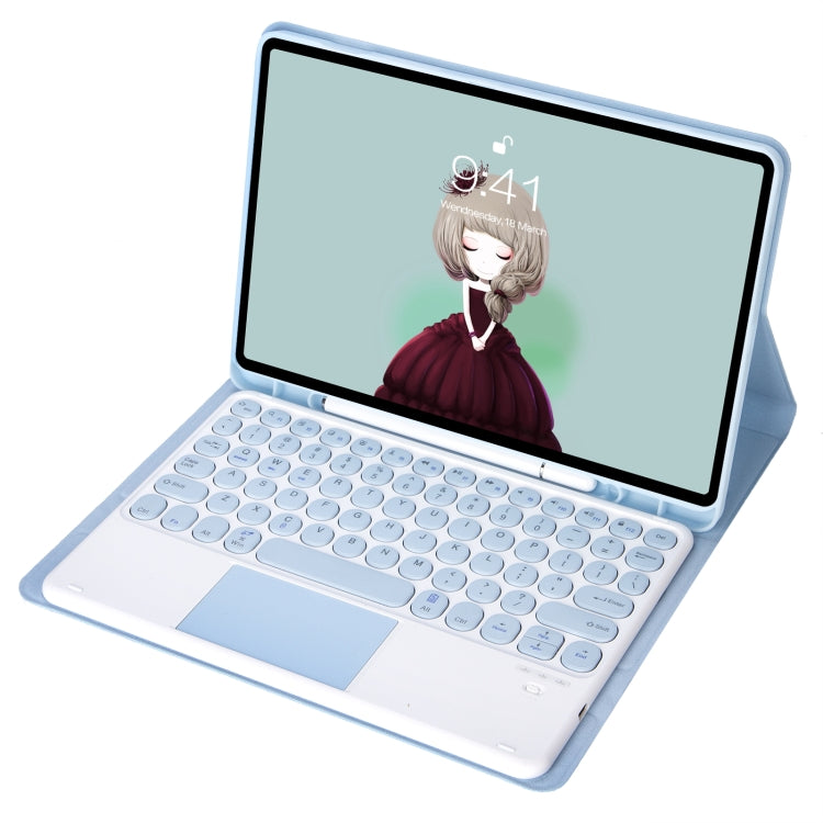 YT098B-A Detachable Candy Color Skin Feel Texture Round Keycap Bluetooth Keyboard Leather Case with Touch Control For  iPad Air 4 10.9 2020 / Air 5 10.9 2022 (White Ice) - For iPad Air by PMC TechLife | Online Shopping South Africa | PMC TechLife