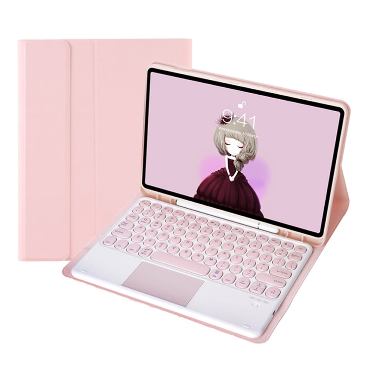 YT11B-A Detachable Candy Color Skin Feel Texture Round Keycap Bluetooth Keyboard Leather Case with Touch Control For iPad Air 4 2020 / Air 5 2022 / Pro 11 inch 2022 / 2021 / 2020 / 2018(Pink) - For iPad Pro by PMC TechLife | Online Shopping South Africa | PMC TechLife | Buy Now Pay Later Mobicred