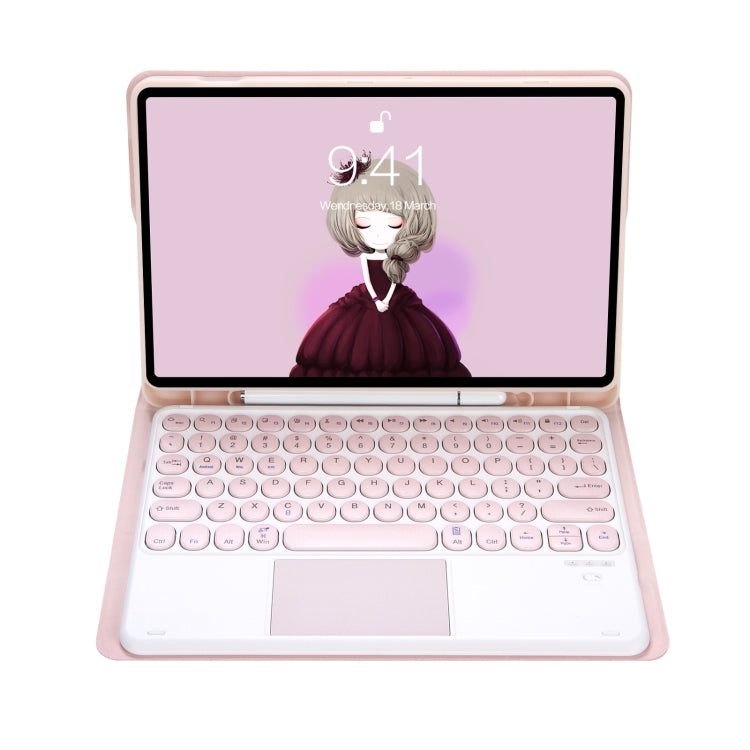 YT07B-A Detachable Candy Color Skin Feel Texture Round Keycap Bluetooth Keyboard Leather Case with Touch Control For iPad 9.7 inch 2018 & 2017 / Pro 9.7 inch / Air 2 / Air(Pink) - Universal by PMC TechLife | Online Shopping South Africa | PMC TechLife