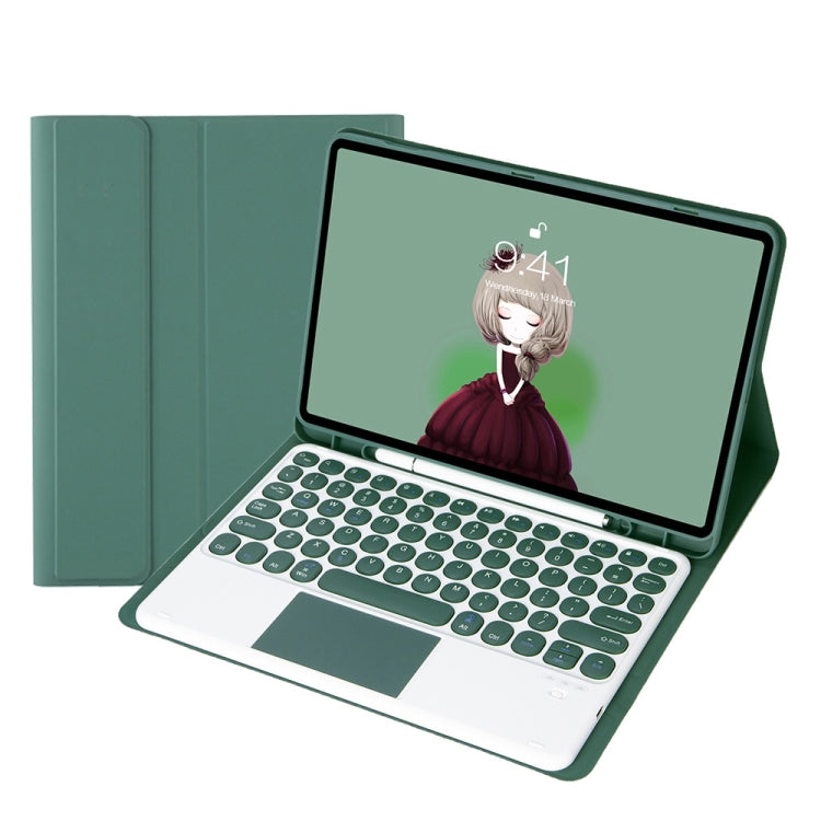 YT07B-A Detachable Candy Color Skin Feel Texture Round Keycap Bluetooth Keyboard Leather Case with Touch Control For iPad 9.7 inch 2018 & 2017 / Pro 9.7 inch / Air 2 / Air(Dark Green) - Universal by PMC TechLife | Online Shopping South Africa | PMC TechLife