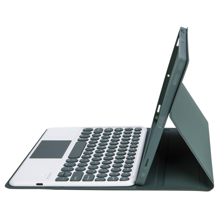 YT07B-A Detachable Candy Color Skin Feel Texture Round Keycap Bluetooth Keyboard Leather Case with Touch Control For iPad 9.7 inch 2018 & 2017 / Pro 9.7 inch / Air 2 / Air(Dark Green) - Universal by PMC TechLife | Online Shopping South Africa | PMC TechLife