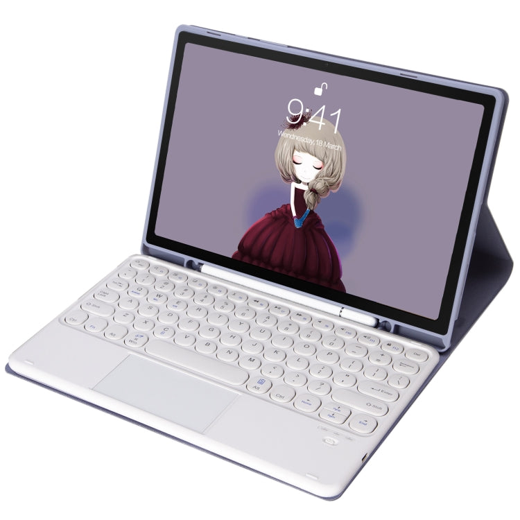 YT07B-A Detachable Candy Color Skin Feel Texture Round Keycap Bluetooth Keyboard Leather Case with Touch Control For iPad 9.7 inch 2018 & 2017 / Pro 9.7 inch / Air 2 / Air(Purple) - Universal by PMC TechLife | Online Shopping South Africa | PMC TechLife