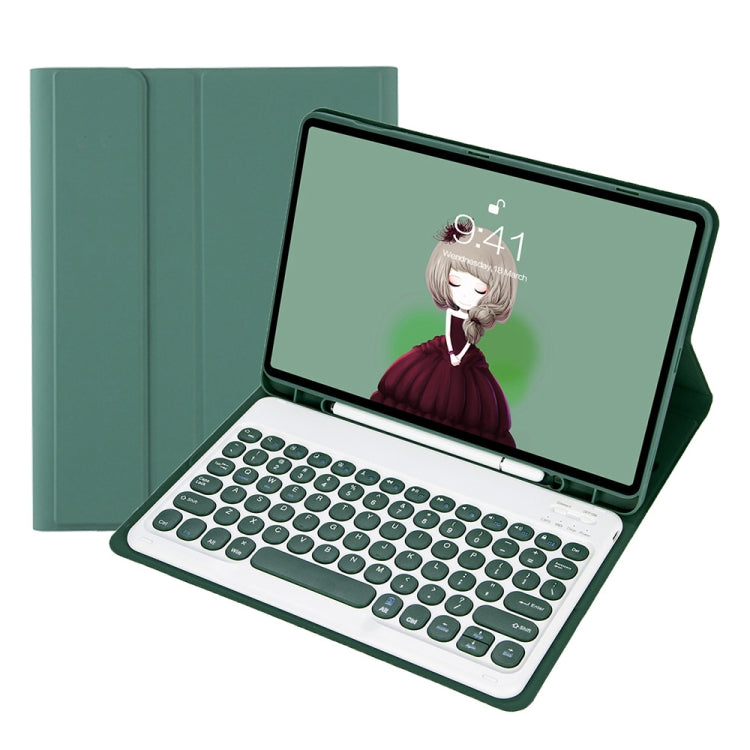 YT11B Detachable Candy Color Skin Feel Texture Round Keycap Bluetooth Keyboard Leather Case For iPad Pro 11 inch 2020 & 2018(Dark Green) - For iPad Pro by PMC TechLife | Online Shopping South Africa | PMC TechLife
