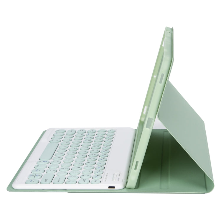 YT11B Detachable Candy Color Skin Feel Texture Round Keycap Bluetooth Keyboard Leather Case For iPad Air 4 2020 / Air 5 2022 / Pro 11 inch 2022 / 2021 / 2020 / 2018(Light Green) - free shipping - PMC TechLife - Order now!