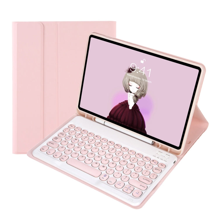 YT07B Detachable Candy Color Skin Feel Texture Round Keycap Bluetooth Keyboard Leather Case For iPad 9.7 inch 2018 & 2017 / Pro 9.7 inch / Air 2 / Air(Pink) - Universal by PMC TechLife | Online Shopping South Africa | PMC TechLife