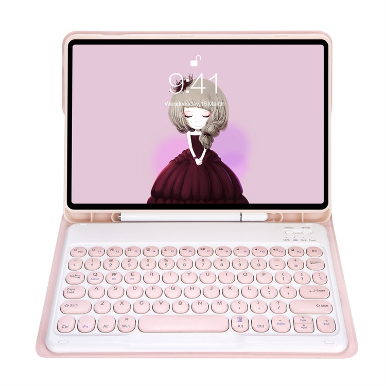 YT07B Detachable Candy Color Skin Feel Texture Round Keycap Bluetooth Keyboard Leather Case For iPad 9.7 inch 2018 & 2017 / Pro 9.7 inch / Air 2 / Air(Pink) - Universal by PMC TechLife | Online Shopping South Africa | PMC TechLife