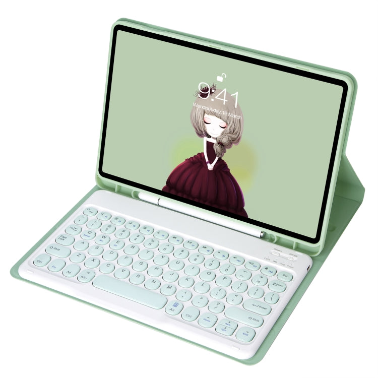 YT07B Detachable Candy Color Skin Feel Texture Round Keycap Bluetooth Keyboard Leather Case For iPad 9.7 inch 2018 & 2017 / Pro 9.7 inch / Air 2 / Air(Light Green) - Universal by PMC TechLife | Online Shopping South Africa | PMC TechLife