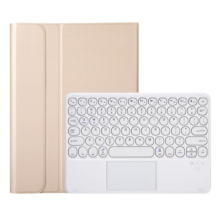 YA102B-A Detachable Lambskin Texture Round Keycap Bluetooth Keyboard Leather Tablet Case with Touch Control & Pen Slot & Stand For iPad 10.2 (2020) & (2019) / Air 3 10.5 inch / Pro 10.5 inch(Gold) - Universal by PMC Jewellery | Online Shopping South Africa | PMC Jewellery