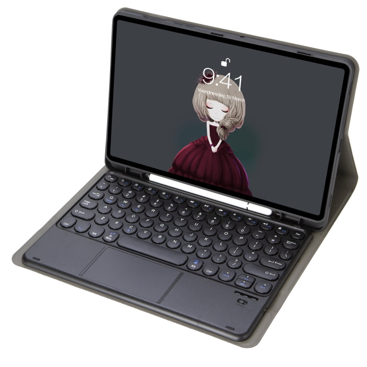 YA07B-A Detachable Lambskin Texture Round Keycap Bluetooth Keyboard Leather Tablet Case with Touch Control & Pen Slot & Stand For iPad 9.7 inch (2018) & (2017) / Pro 9.7 inch / Air 2 / Air(Dark Blue) - Universal by PMC TechLife | Online Shopping South Africa | PMC TechLife