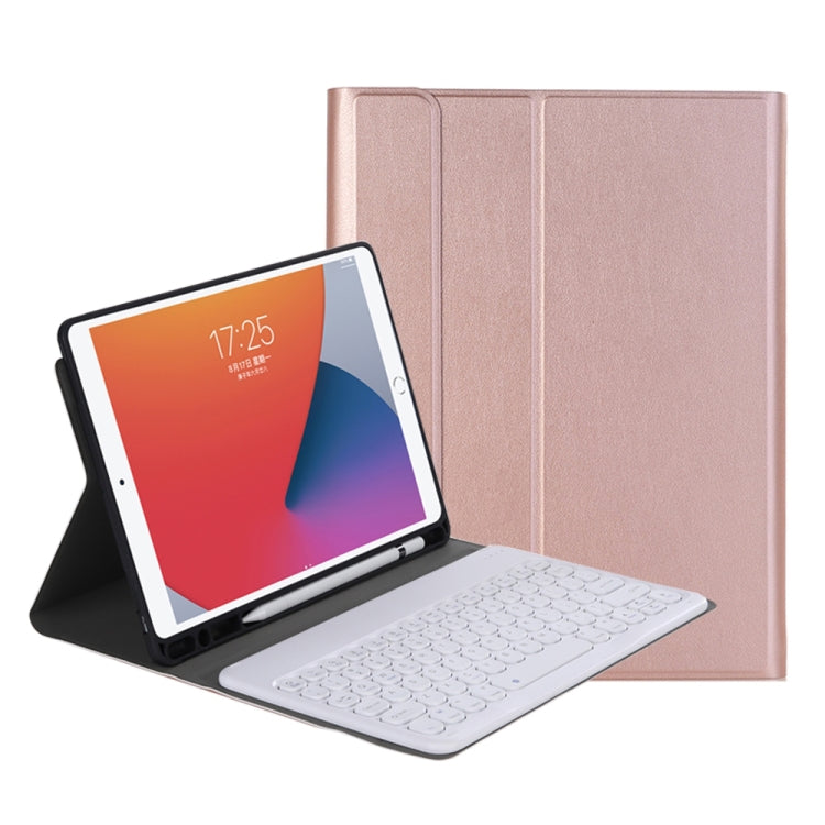 YA098B Detachable Lambskin Texture Round Keycap Bluetooth Keyboard Leather Tablet Case with Pen Slot & Stand For iPad Air 5 / 4 10.9 inch 2020 / Pro 11 inch 2020 / 2018(Rose Gold) - free shipping - PMC TechLife - Order now!