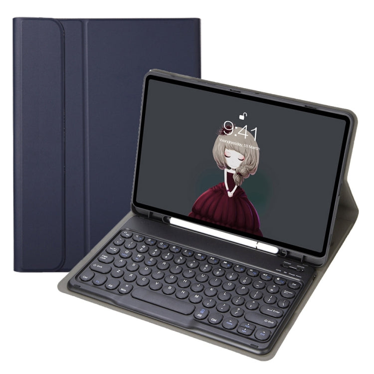 YA07B Detachable Lambskin Texture Round Keycap Bluetooth Keyboard Leather Tablet Case with Pen Slot & Stand For iPad 9.7 inch (2018) & (2017) / Pro 9.7 inch / Air 2 /Air(Dark Blue) - Universal by PMC TechLife | Online Shopping South Africa | PMC TechLife