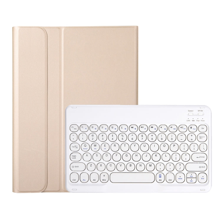 YA07B Detachable Lambskin Texture Round Keycap Bluetooth Keyboard Leather Tablet Case with Pen Slot & Stand For iPad 9.7 inch (2018) & (2017) / Pro 9.7 inch / Air 2 /Air(Gold) - Universal by PMC Jewellery | Online Shopping South Africa | PMC Jewellery