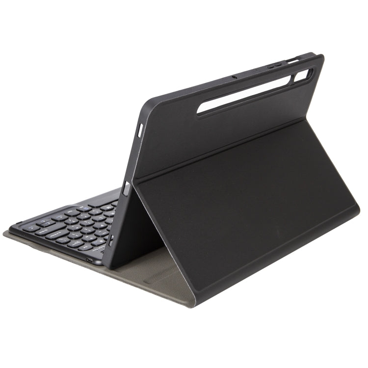 YA610B Detachable Lambskin Texture Round Keycap Bluetooth Keyboard Leather Tablet Case with Pen Slot & Stand For Samsung Galaxy Tab S6 Lite 10.4 P610 & P615 (2020)(Black) - Samsung Keyboard by PMC TechLife | Online Shopping South Africa | PMC TechLife
