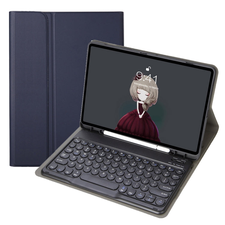 YA610B Detachable Lambskin Texture Round Keycap Bluetooth Keyboard Leather Tablet Case with Pen Slot & Stand For Samsung Galaxy Tab S6 Lite 10.4 P610 & P615 (2020)(Dark Blue) - Samsung Keyboard by PMC TechLife | Online Shopping South Africa | PMC TechLife