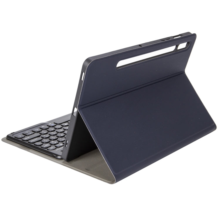 YA610B Detachable Lambskin Texture Round Keycap Bluetooth Keyboard Leather Tablet Case with Pen Slot & Stand For Samsung Galaxy Tab S6 Lite 10.4 P610 & P615 (2020)(Dark Blue) - Samsung Keyboard by PMC TechLife | Online Shopping South Africa | PMC TechLife