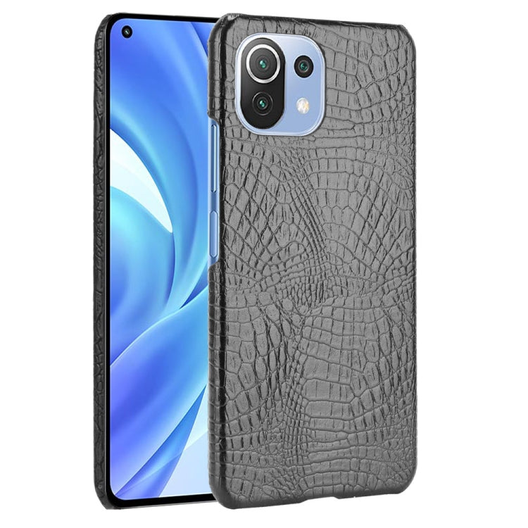 For Xiaomi Mi 11 Lite Shockproof Crocodile Texture PC + PU Case(Black) - Xiaomi Cases by PMC Jewellery | Online Shopping South Africa | PMC Jewellery