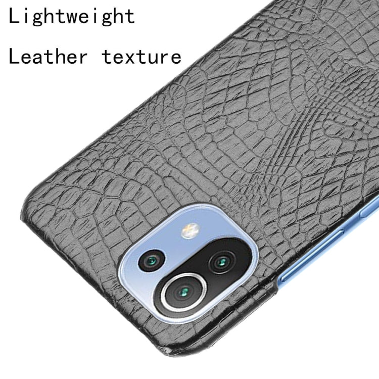 For Xiaomi Mi 11 Lite Shockproof Crocodile Texture PC + PU Case(Black) - Xiaomi Cases by PMC TechLife | Online Shopping South Africa | PMC TechLife