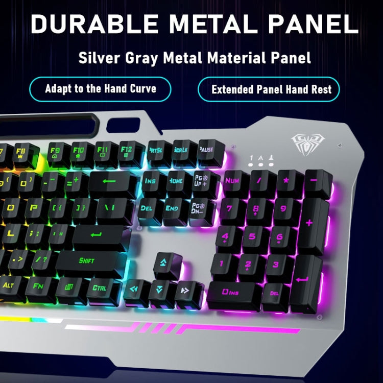 AULA F3010 USB Ice Blue Light Wired Mechanical Gaming Keyboard with Mobile Phone Placement(Black) - Wired Keyboard by AULA | Online Shopping South Africa | PMC Jewellery | Buy Now Pay Later Mobicred