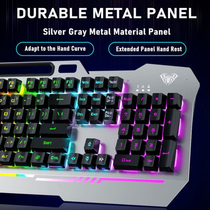 AULA F3010 USB Ice Blue Light Wired Mechanical Gaming Keyboard with Mobile Phone Placement(Black) - Wired Keyboard by AULA | Online Shopping South Africa | PMC Jewellery | Buy Now Pay Later Mobicred