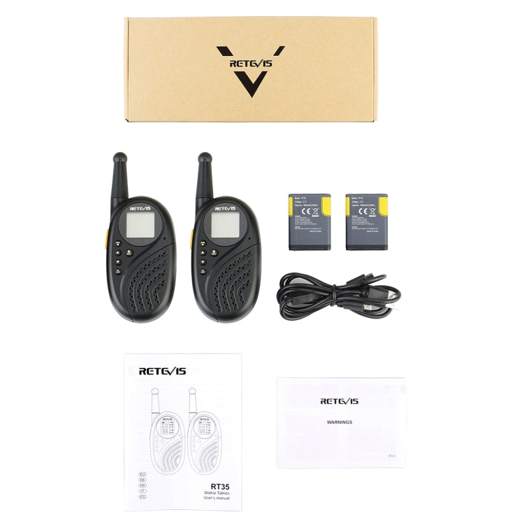 1 Pair RETEVIS RT-35 0.5W US Frequency 462.550-467.7125MHz 22CHS Children Handheld Walkie Talkie(Black) - free shipping - PMC Jewellery - Order now!