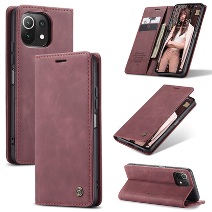 For Xiaomi Mi 11 Lite CaseMe 013 Multifunctional Horizontal Flip Leather Case, with Card Slot & Holder & Wallet(Wine Red) - Xiaomi Cases by CaseMe | Online Shopping South Africa | PMC Jewellery | Buy Now Pay Later Mobicred