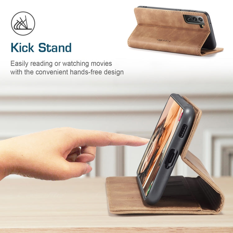 For Samsung Galaxy S21 FE CaseMe 013 Multifunctional Horizontal Flip Leather Case, with Card Slot & Holder & Wallet(Brown) - free shipping - PMC TechLife - Order now!