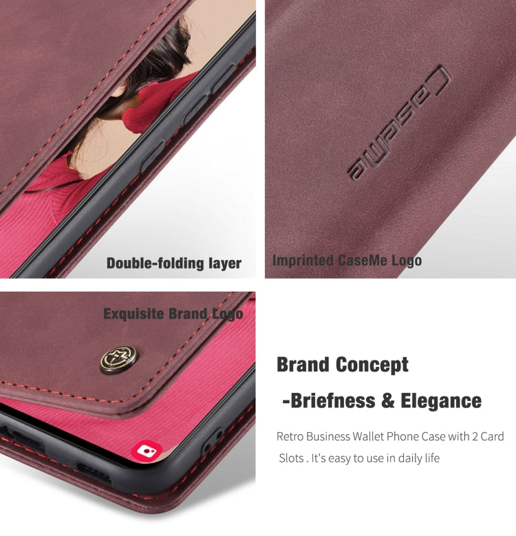 For Samsung Galaxy S21 FE CaseMe 013 Multifunctional Horizontal Flip Leather Case, with Card Slot & Holder & Wallet(Wine Red) - free shipping - PMC TechLife - Order now!