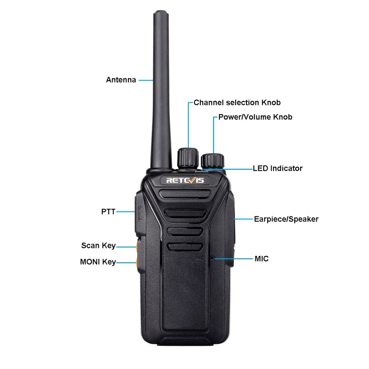 RETEVIS RT27 0.5W EU Frequency 446MHz 16CHS FRS Two Way Radio Handheld Walkie Talkie, EU Plug(Black) - Handheld Walkie Talkie by RETEVIS | Online Shopping South Africa | PMC Jewellery