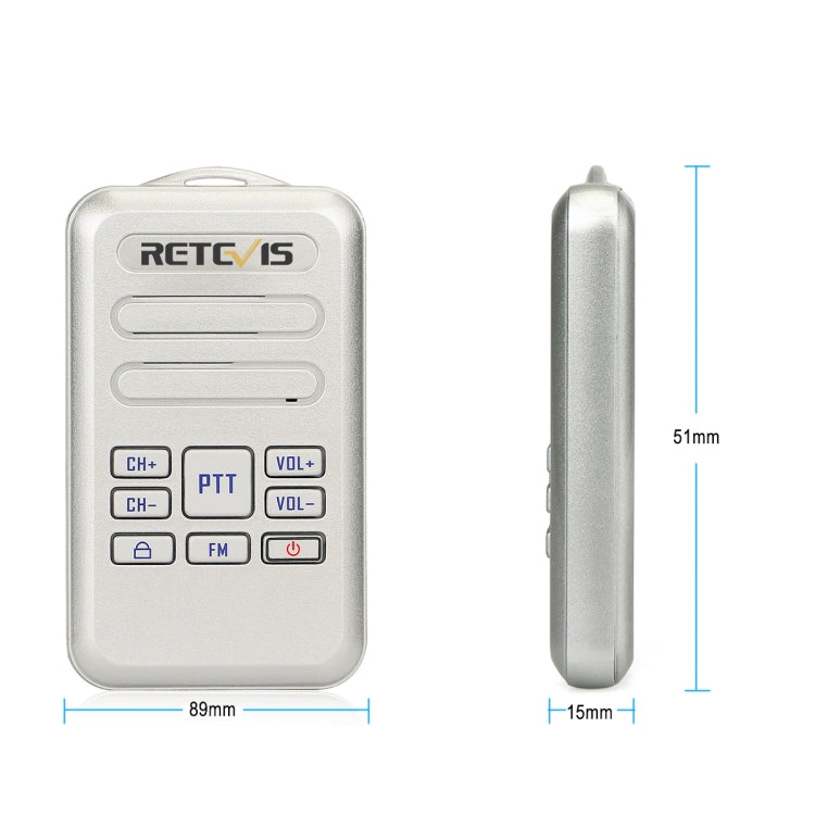 RETEVIS RT20 2W 400-470MHz 16CHS Mini FM Radio Two Way Radio Walkie Talkie, US Plug(Silver) - Handheld Walkie Talkie by RETEVIS | Online Shopping South Africa | PMC Jewellery | Buy Now Pay Later Mobicred