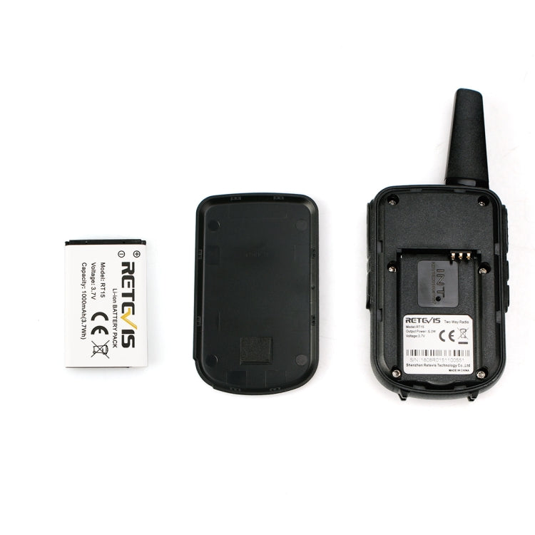 RETEVIS RT15 400-470MHz 16CHS Mini Two Way Radio Walkie Talkie, EU Plug(Black) - Handheld Walkie Talkie by RETEVIS | Online Shopping South Africa | PMC Jewellery | Buy Now Pay Later Mobicred