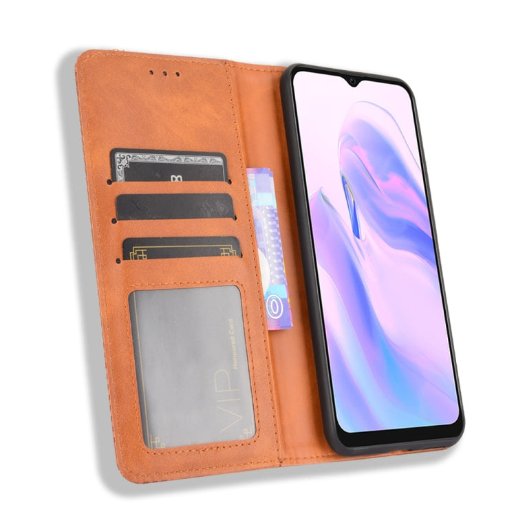 For Blackview A70 (2021) Magnetic Buckle Retro Crazy Horse Texture Horizontal Flip Leather Case with Holder & Card Slots & Photo Frame(Brown) - More Brand by PMC Jewellery | Online Shopping South Africa | PMC Jewellery | Buy Now Pay Later Mobicred