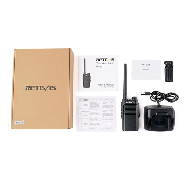 RETEVIS RT47 16CHS IP67 Waterproof FRS Two Way Radio Handheld Walkie Talkie, US Plug(Black) - Handheld Walkie Talkie by RETEVIS | Online Shopping South Africa | PMC Jewellery | Buy Now Pay Later Mobicred