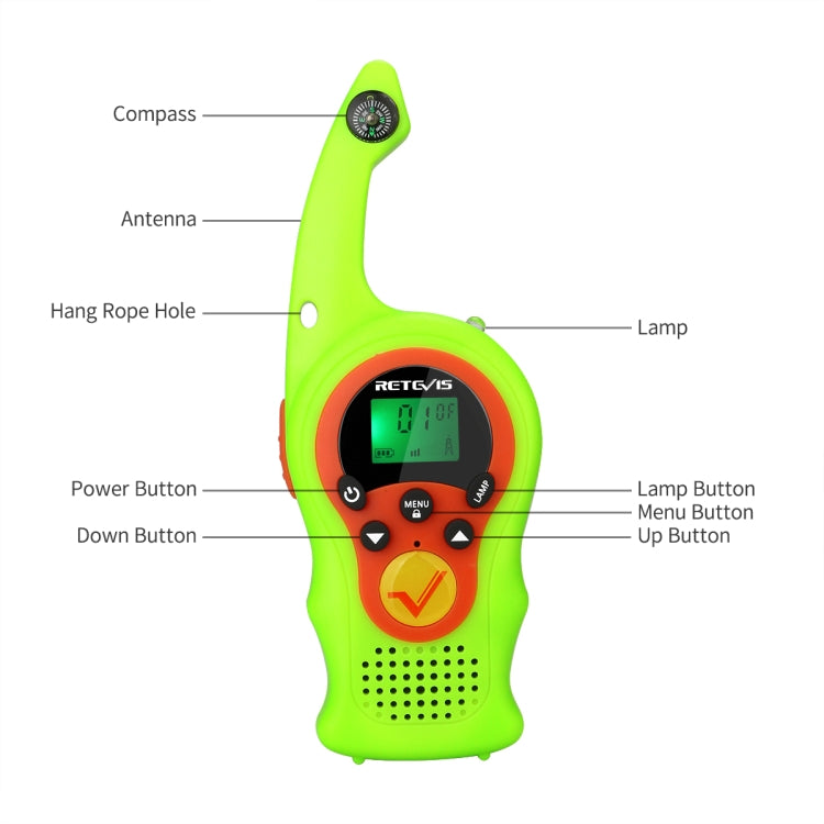 1 Pair RETEVIS RT75 0.5W US Frequency 22CHS FRS License-free Children Handheld Walkie Talkie(Green) - free shipping - PMC Jewellery - Order now!