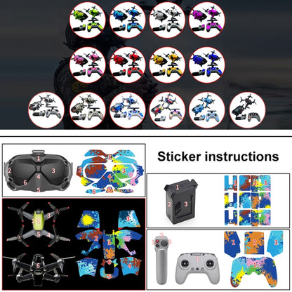 FPV-TZ-SF 4 in 1 Waterproof Anti-Scratch Decal Skin Wrap Stickers Personalized Film Kits for DJI FPV Drone & Goggles V2 & Remote Control & Rocker(Camouflage Blue) - Protective Film & Stickers by PMC Jewellery | Online Shopping South Africa | PMC Jewellery | Buy Now Pay Later Mobicred