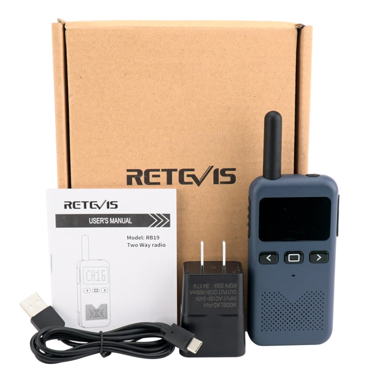 RETEVIS RB19 462.5500-467.7125MHz 22CHS FRS License-free Two Way Radio Handheld Walkie Talkie, US Plug(Navy Blue) - Handheld Walkie Talkie by RETEVIS | Online Shopping South Africa | PMC Jewellery | Buy Now Pay Later Mobicred