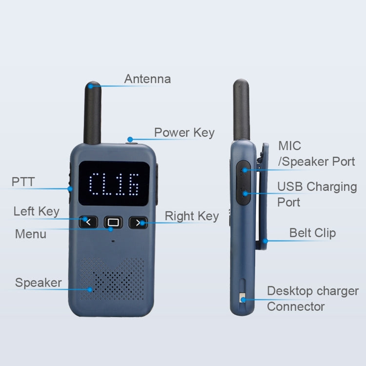 RETEVIS RB619 PMR446 16CHS License-free Two Way Radio Handheld Walkie Talkie, EU Plug(Navy Blue) - free shipping - PMC Jewellery - Order now!