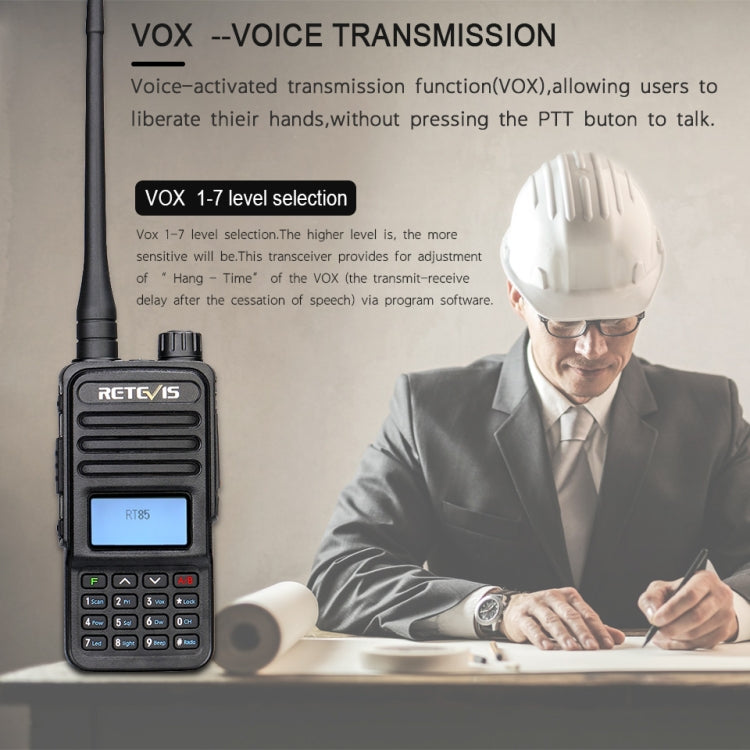 RETEVIS RT85 EU Frequency 136.000-174.000MHz+400.000-470.000MHz 200CHS Dual Band Digital Two Way Radio Handheld Walkie Talkie(Black) - free shipping - PMC Jewellery - Order now!