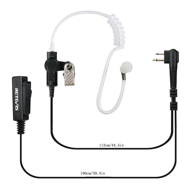 RETEVIS M 2 Pin Long Clip Air Guide Covert Acoustic Tube Earpiece Speaker Microphone - Microphones & Headsets by RETEVIS | Online Shopping South Africa | PMC Jewellery | Buy Now Pay Later Mobicred