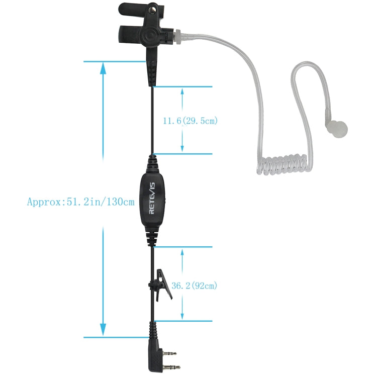 RETEVIS R-112 PTT / VOX Covert Acoustic Tube Earphone Microphone for H-777/RT-5R/RT1/RT2/RT5 - free shipping - PMC Jewellery - Order now!